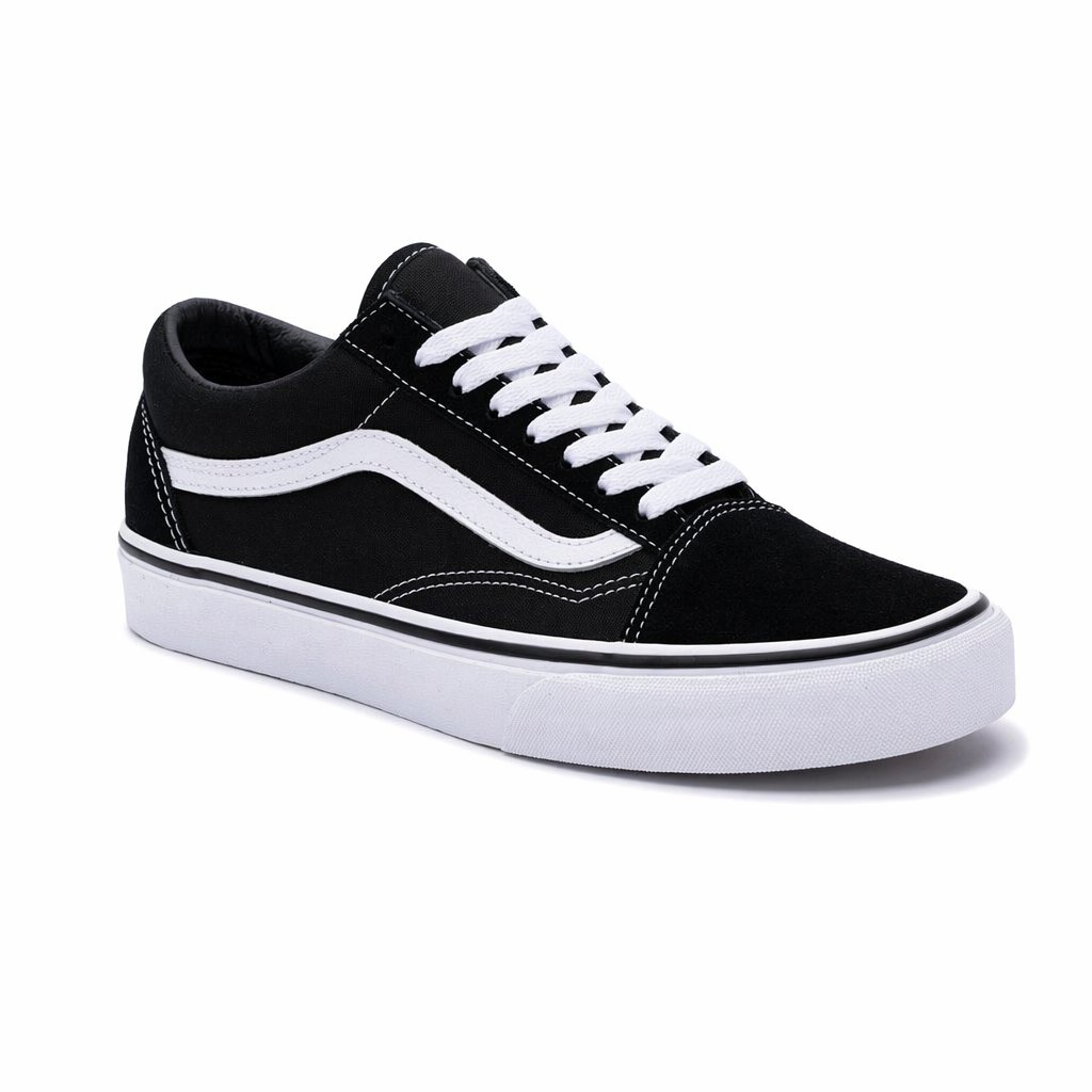 Classic Low-Top Canvas Skate Sneaker · Black/White
