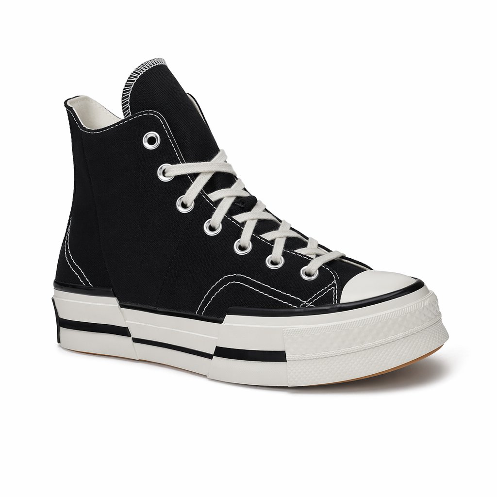 Platform High-Top Canvas Sneaker · Black/White