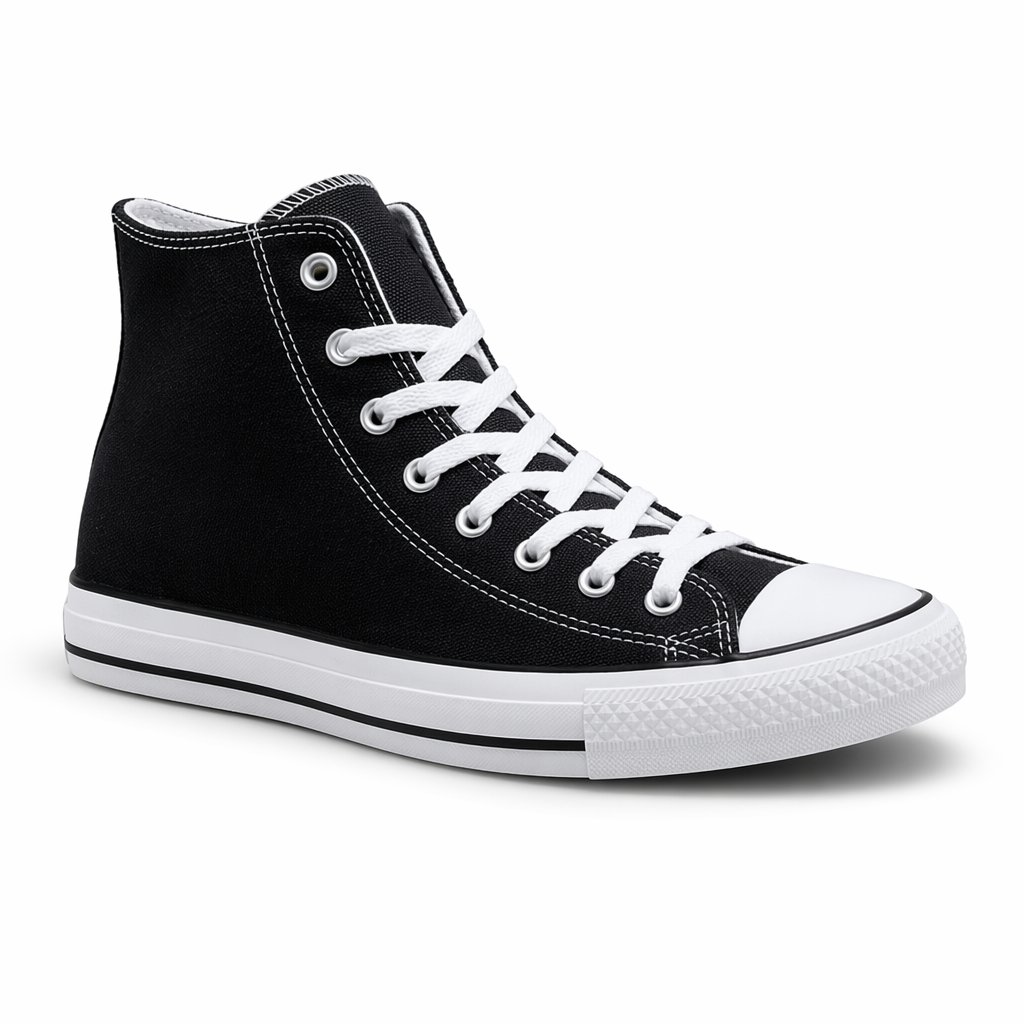 High-Top Canvas Sneaker · Black
