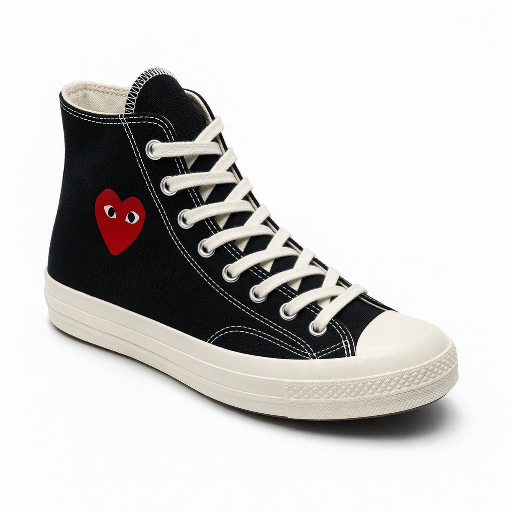 High-Top Canvas Sneaker · Black/Red
