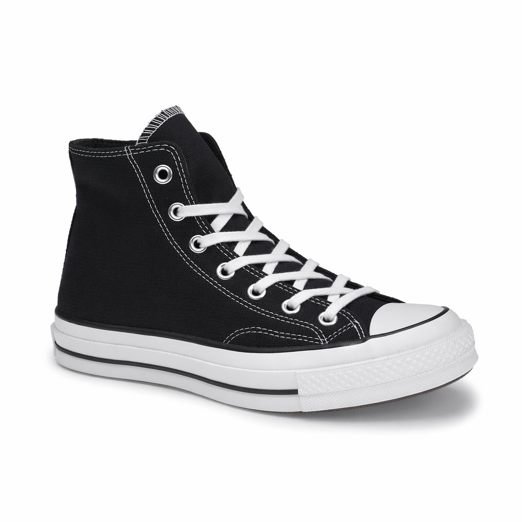 High-Top Canvas Sneaker · Black/White