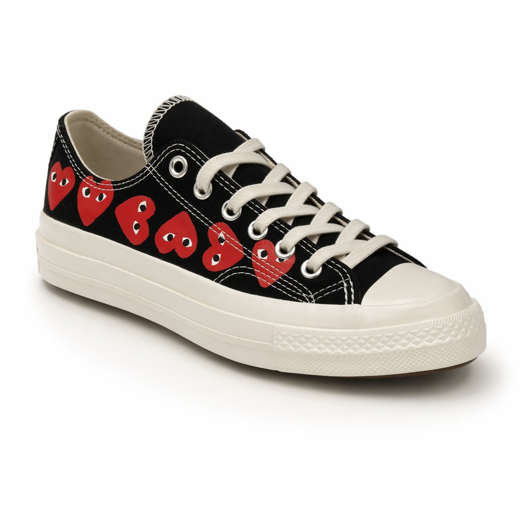 Low-Top Canvas Sneaker · Black/Red