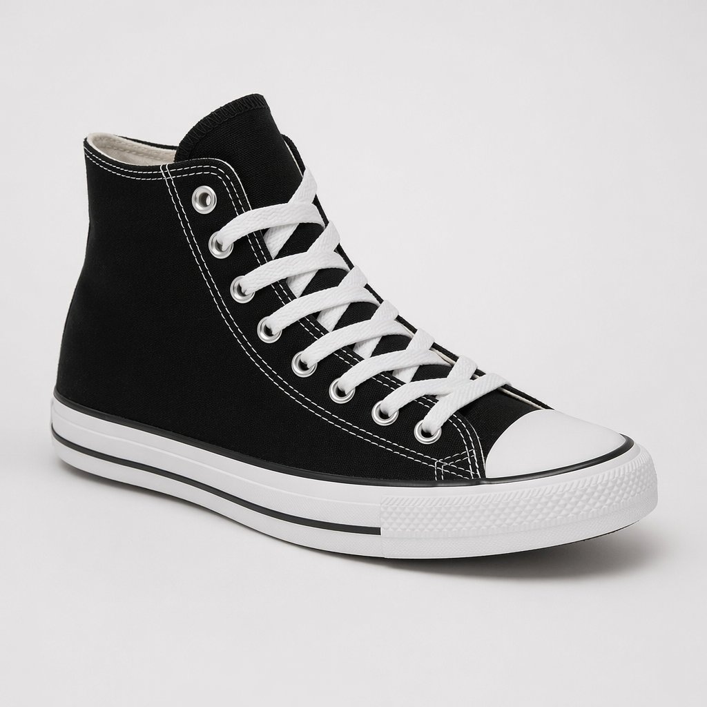High-Top Canvas Sneaker · Black
