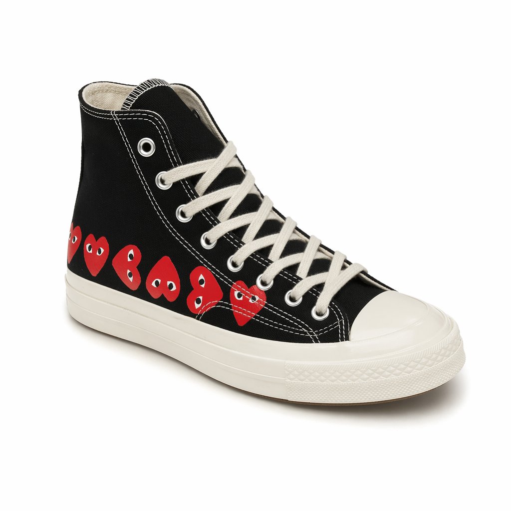 High-Top Canvas Sneaker · Black/Red