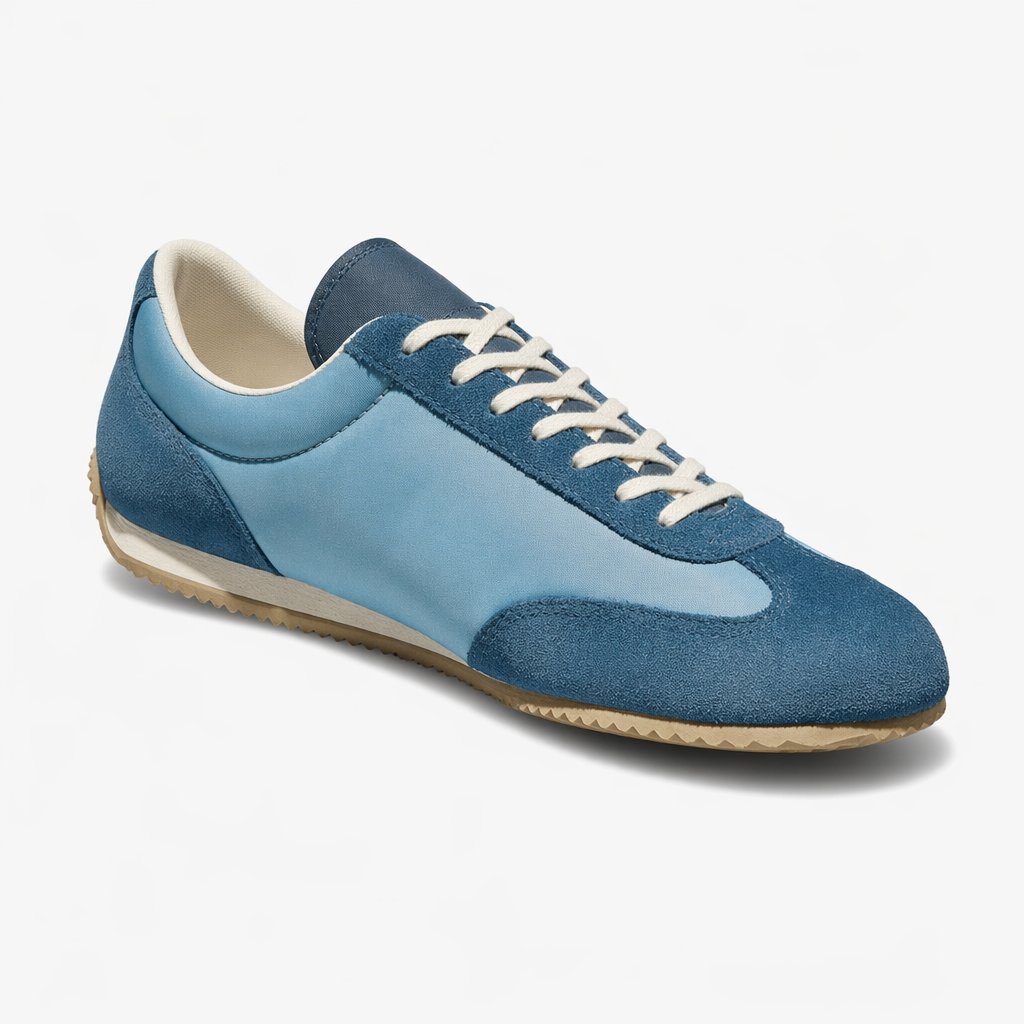 Suede Jogger Sneaker · Blue/Brown