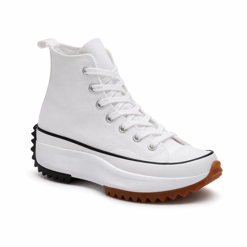 Platform High-Top Canvas Sneaker · White/Black/Gum