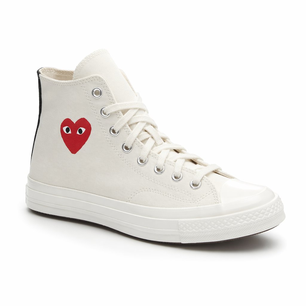 High-Top Canvas Sneaker · Milk/Red