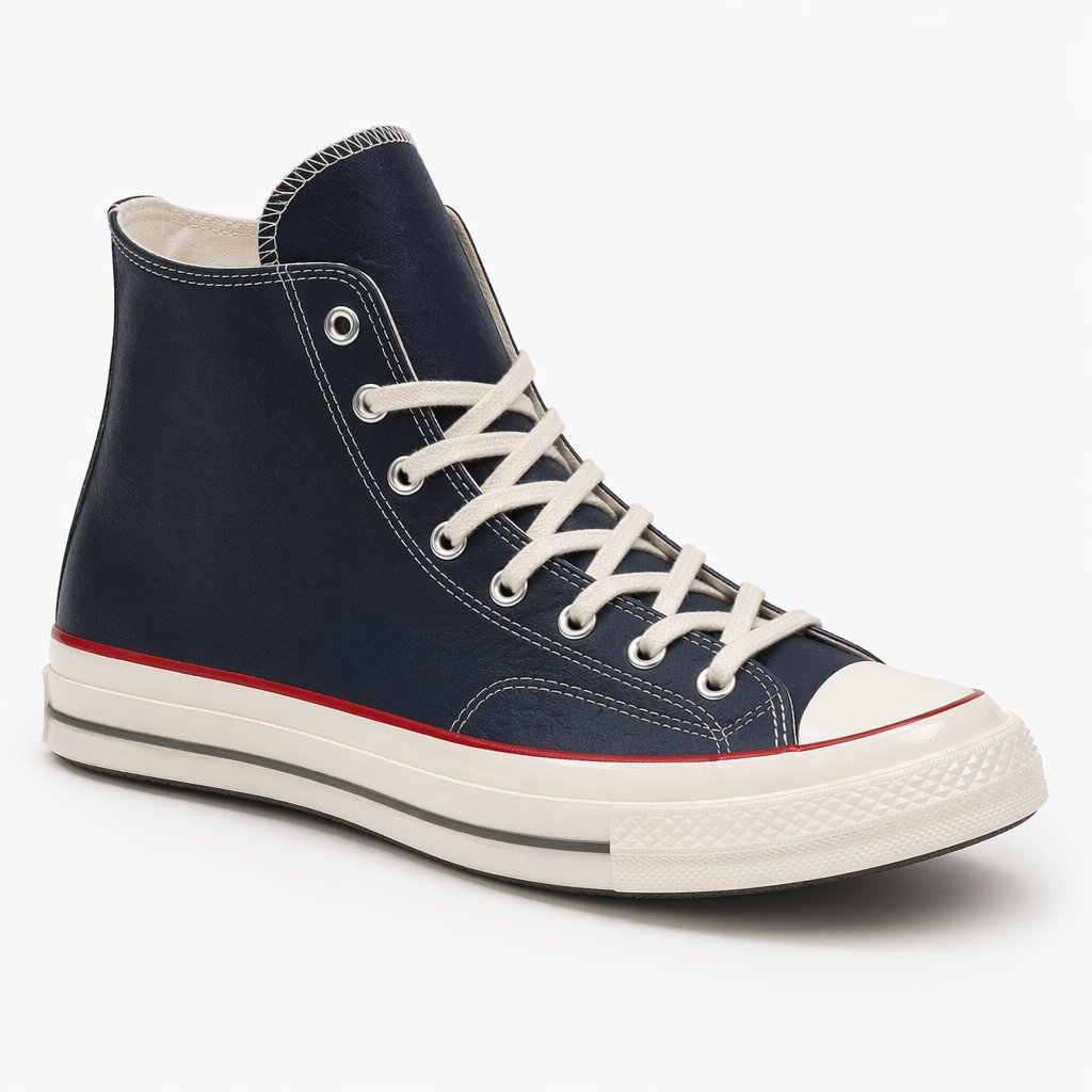 High-Top Canvas Sneaker · Blue/Cream