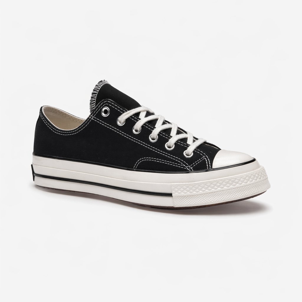 Low-Top Canvas Sneaker · Black/White