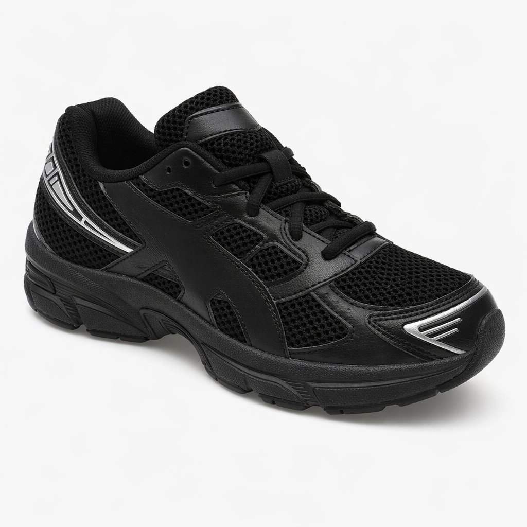 Retro Cushioned Running Sneaker · Black/Silver (GS)