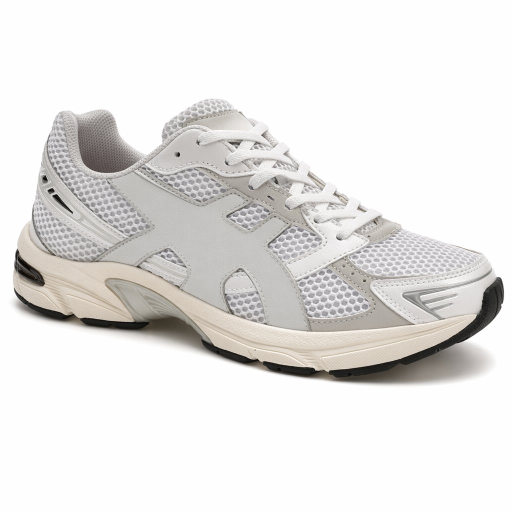 Retro Cushioned Running Sneaker · White/Cloud Grey