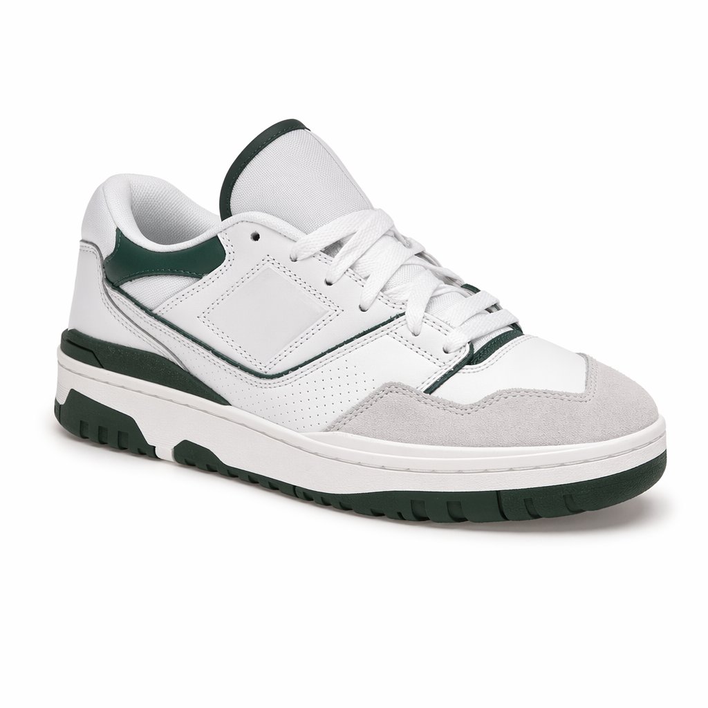 Retro Low Court Sneaker · White/Green
