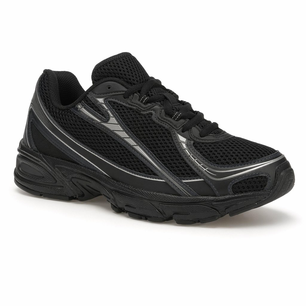 Retro Mesh Runner · Black/Grey/Silver