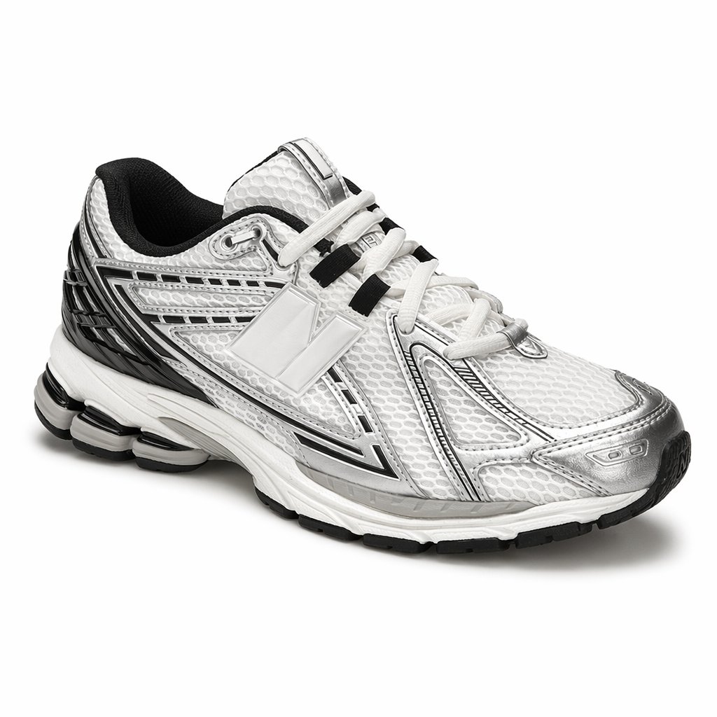 Tech Retro Dad Sneaker · White/Silver/Black