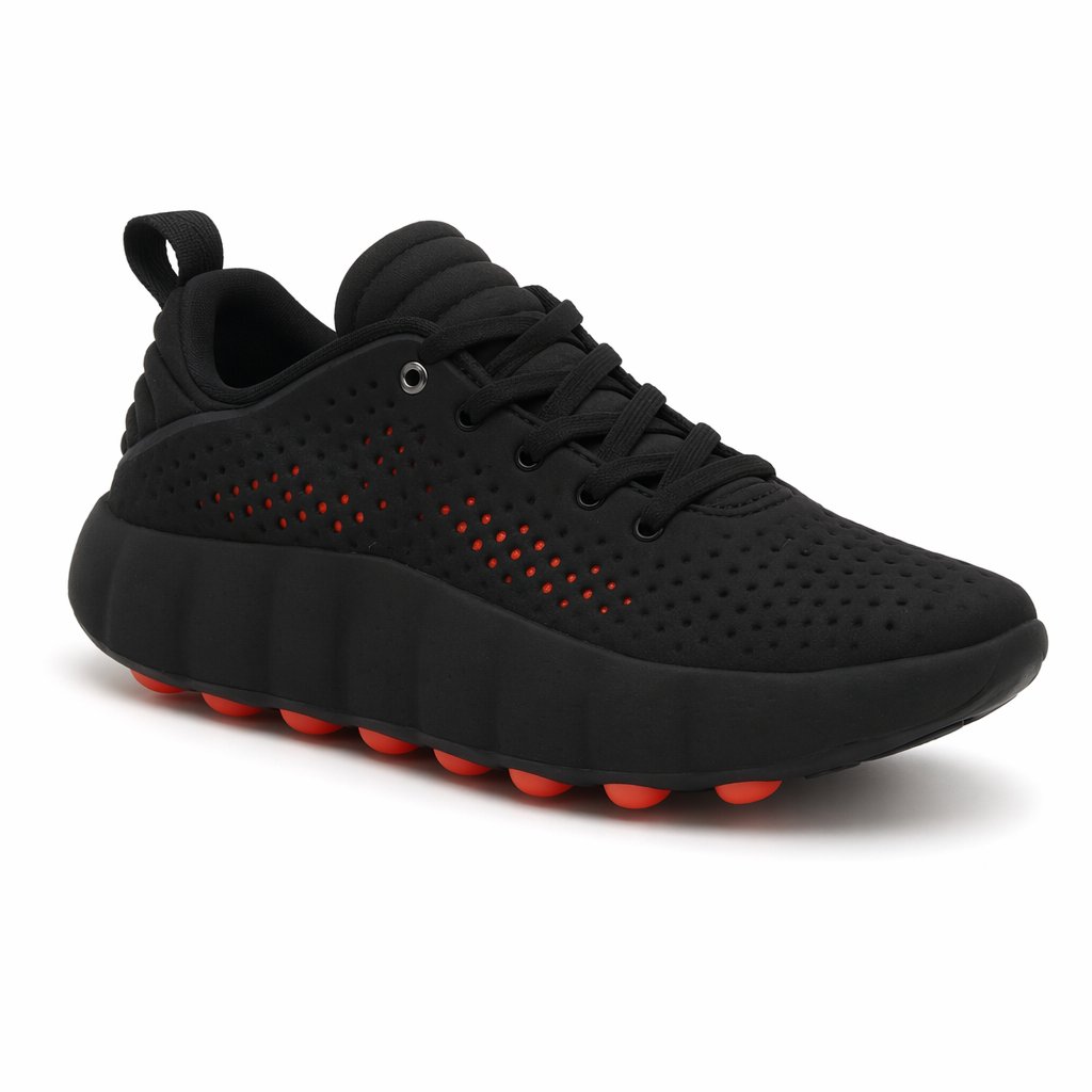 Cushioned Slide Sandal · Black/Crimson