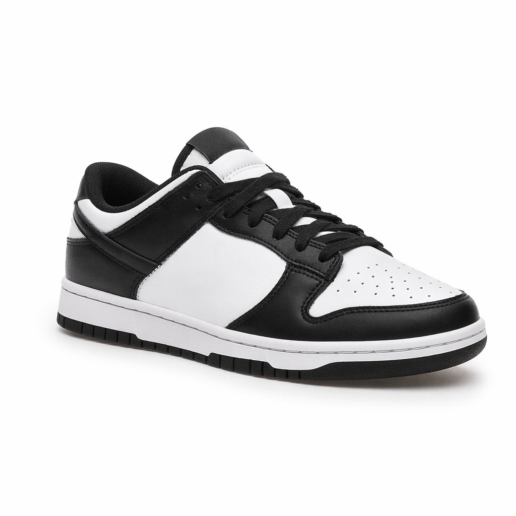Retro Low-Top Panel Sneaker · Panda Black/White
