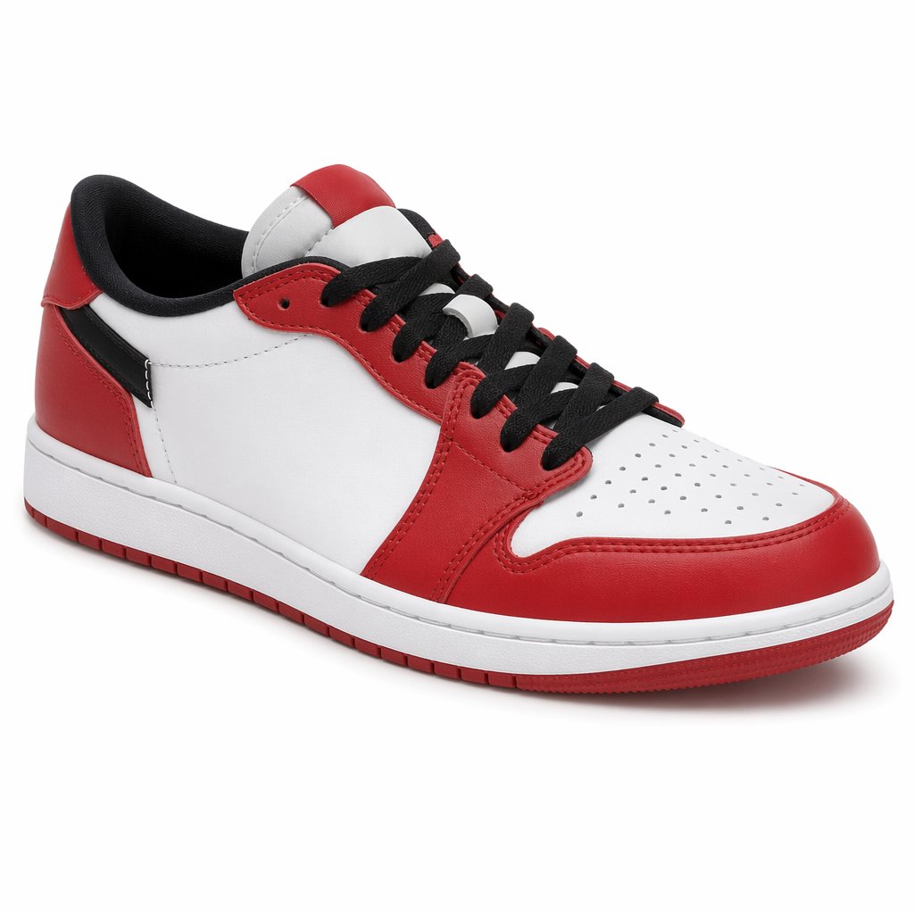 Low-Top Leather Sneaker · Red/Black/White
