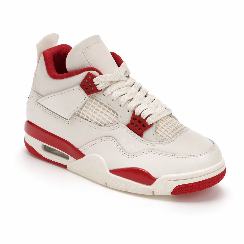Mid-Top Mesh Basketball Sneaker · Ivory/Red (Women's)