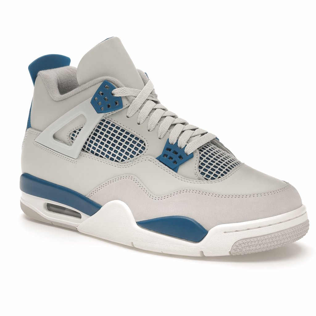 Mid-Top Mesh Basketball Sneaker · Off-White/Military Blue