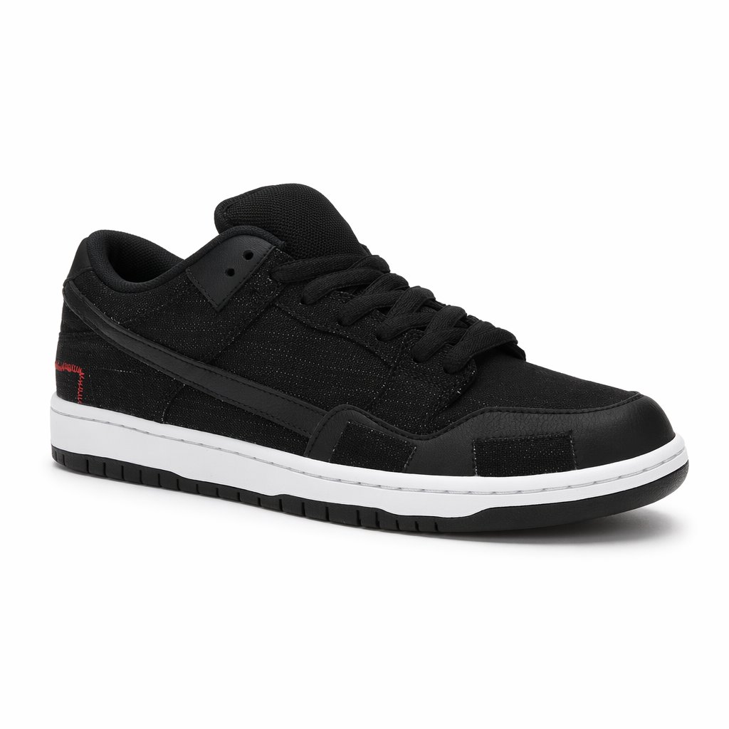 Retro Low-Top Panel Sneaker · Black/Red