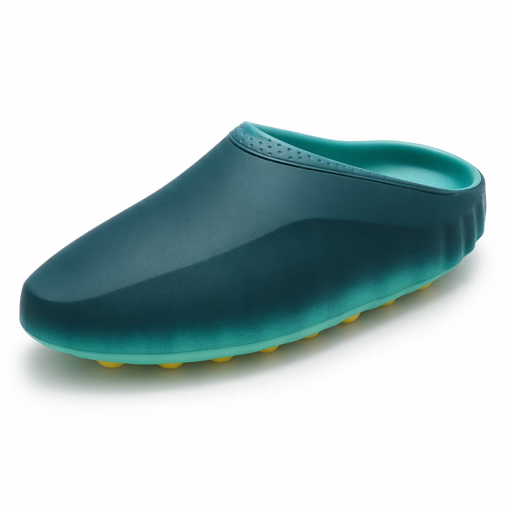Cushioned Slide Sandal · Teal/Grey