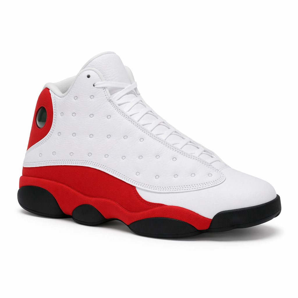 Mid-Top Basketball Sneaker · White/Black/Red