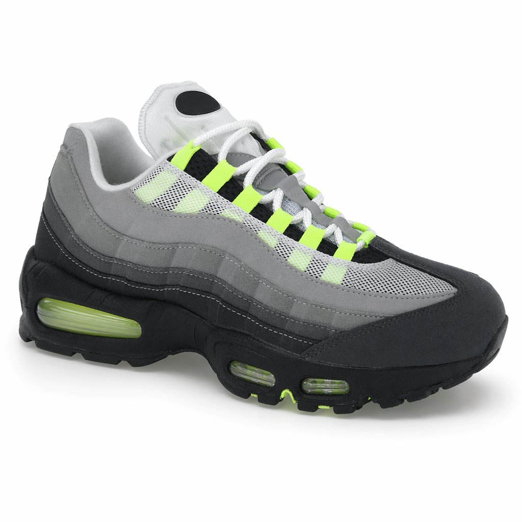 Layered Mesh Running Sneaker · Neon Yellow/Grey
