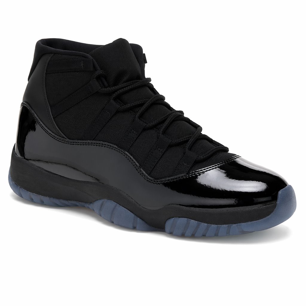Mid-Top Patent Leather Basketball Sneaker · Black/Gamma Blue