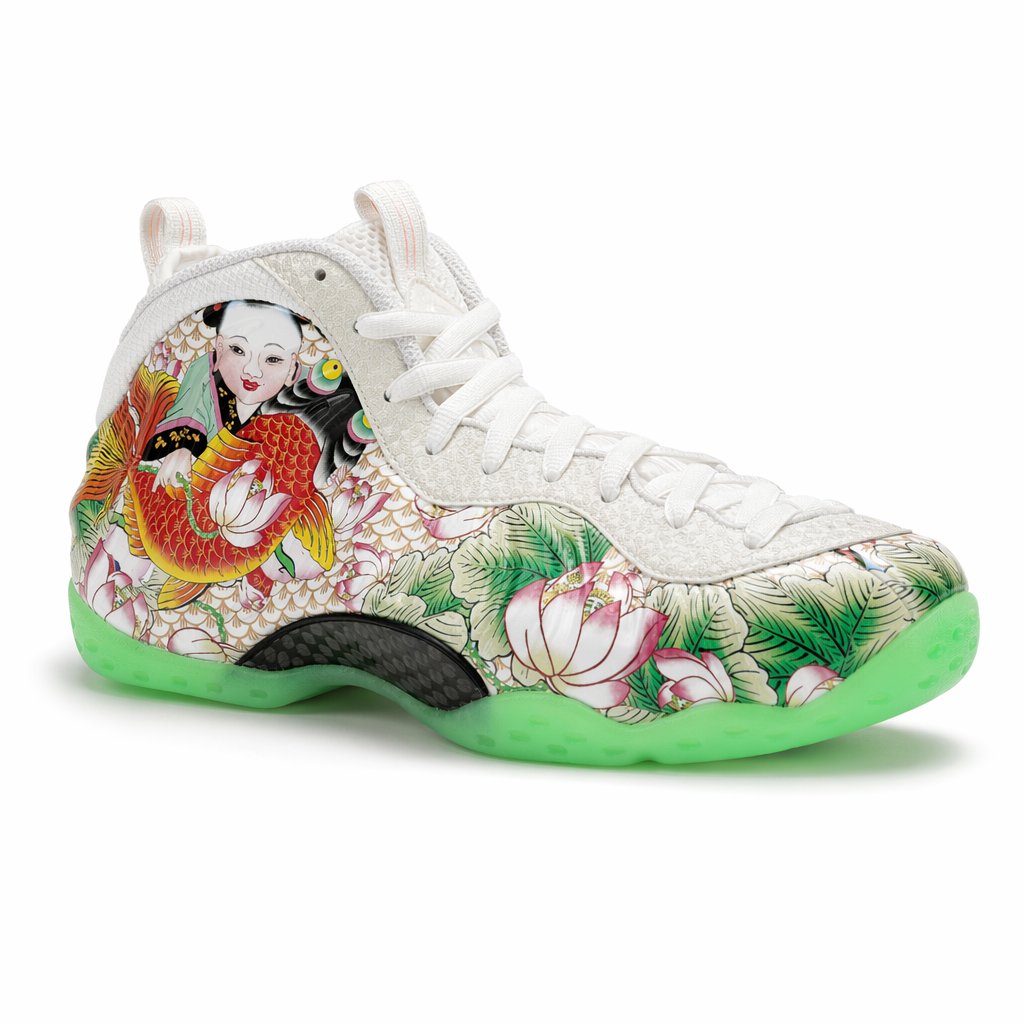 Molded Foam Basketball Sneaker · White/Green/Black