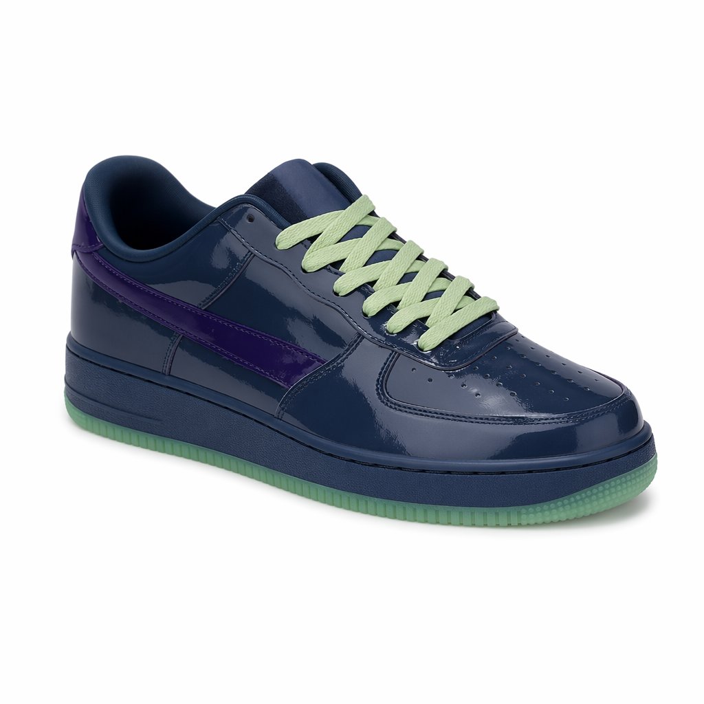 Classic Low-Top Patent Leather Sneaker · Navy/Violet