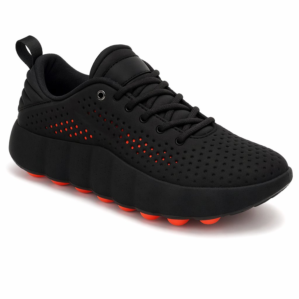 Cushioned Slide Sandal · Black/Crimson
