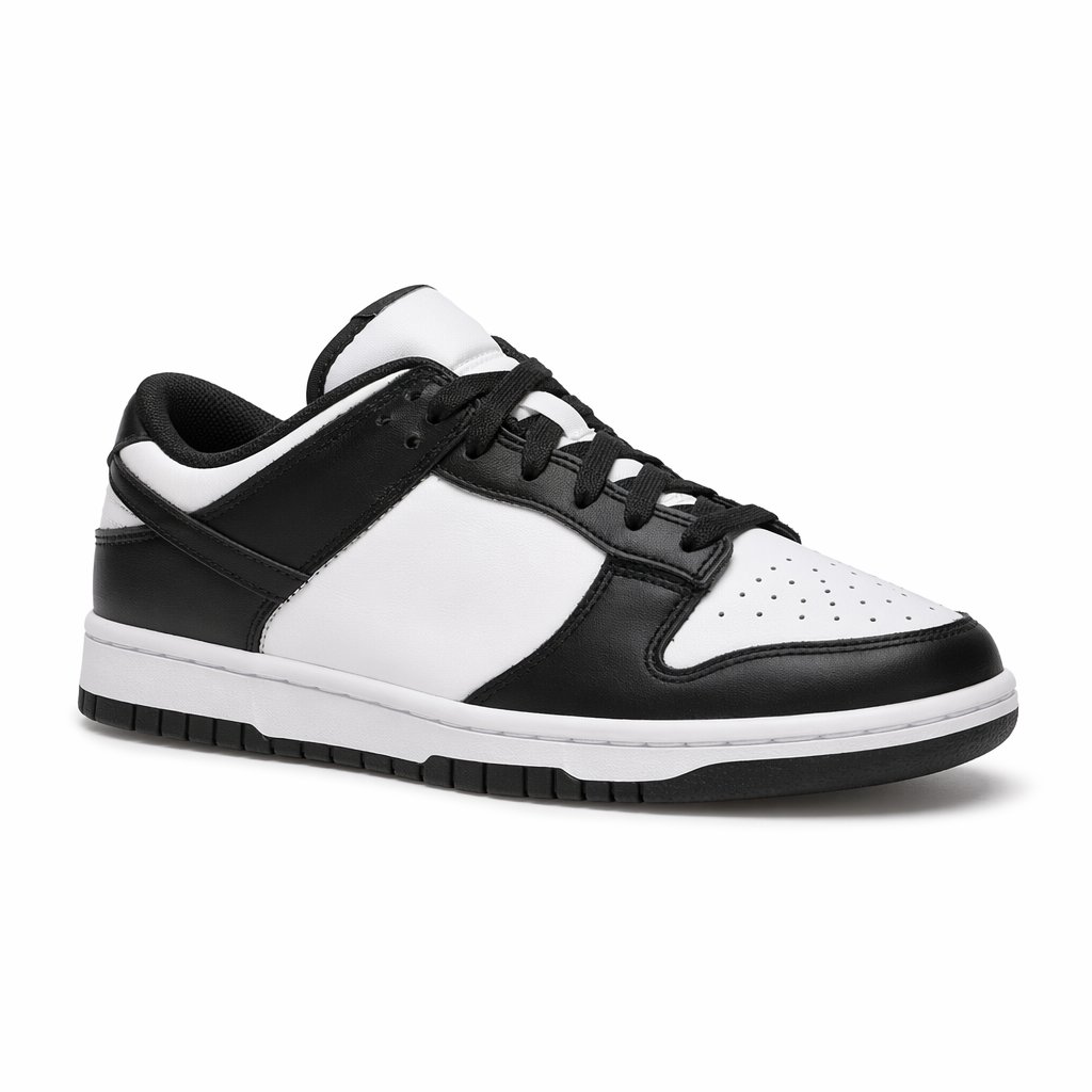 Retro Low-Top Panel Sneaker · Panda Black/White