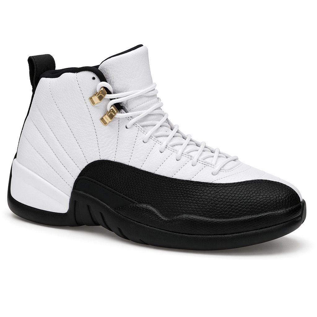 Mid-Top Leather Basketball Sneaker · White/Black/Yellow
