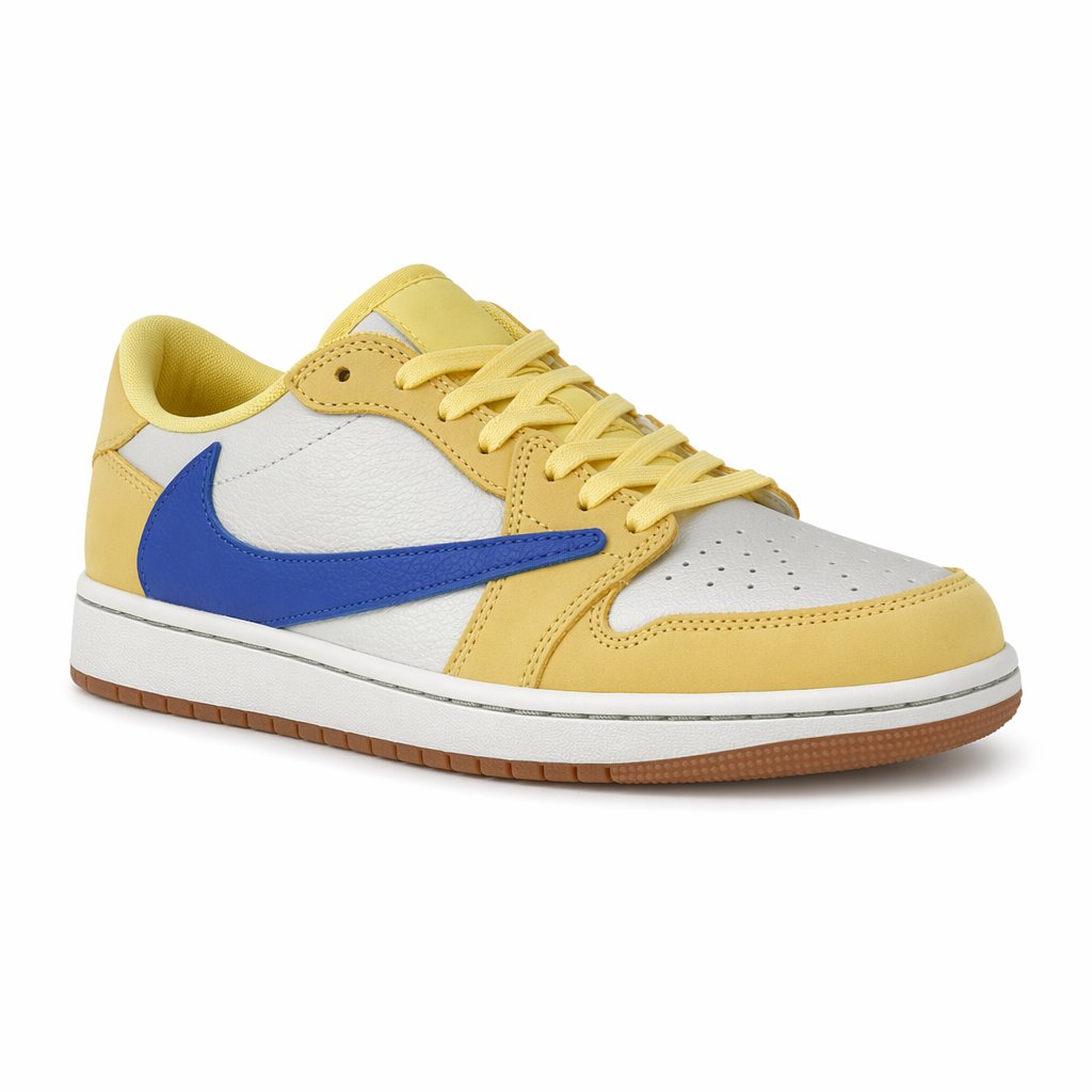 Low-Top Leather Sneaker · Canary Yellow/Blue (Women's)