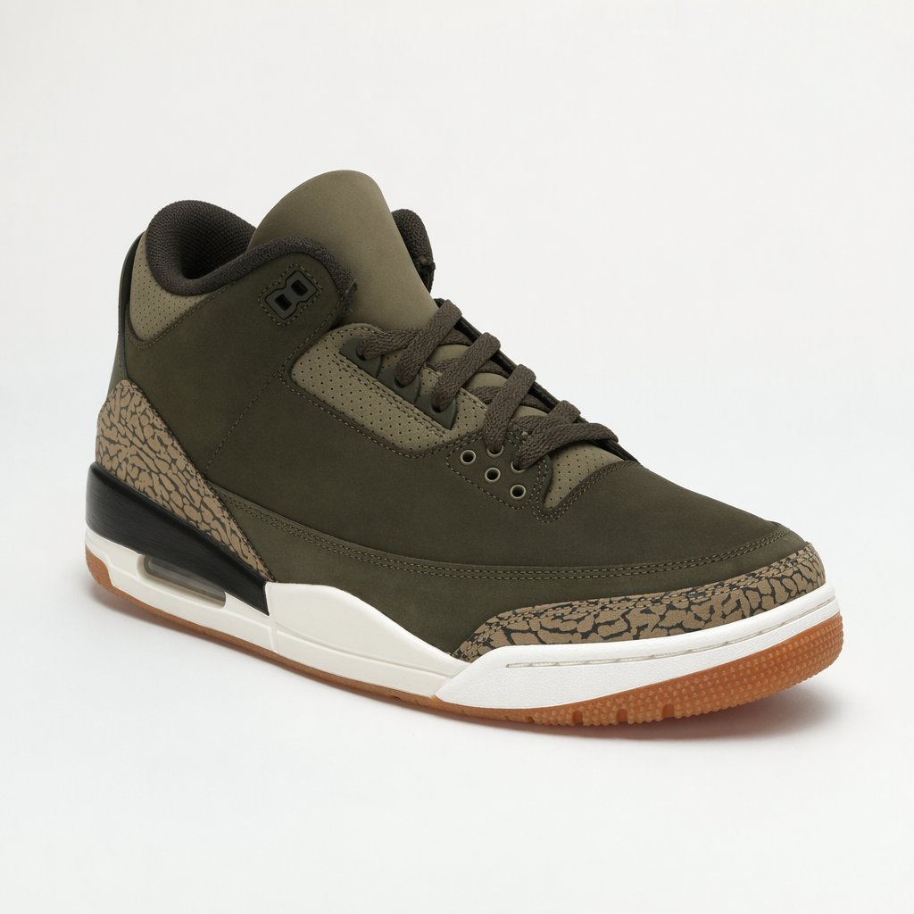 Mid-Top Elephant-Print Basketball Sneaker · Olive/Sail