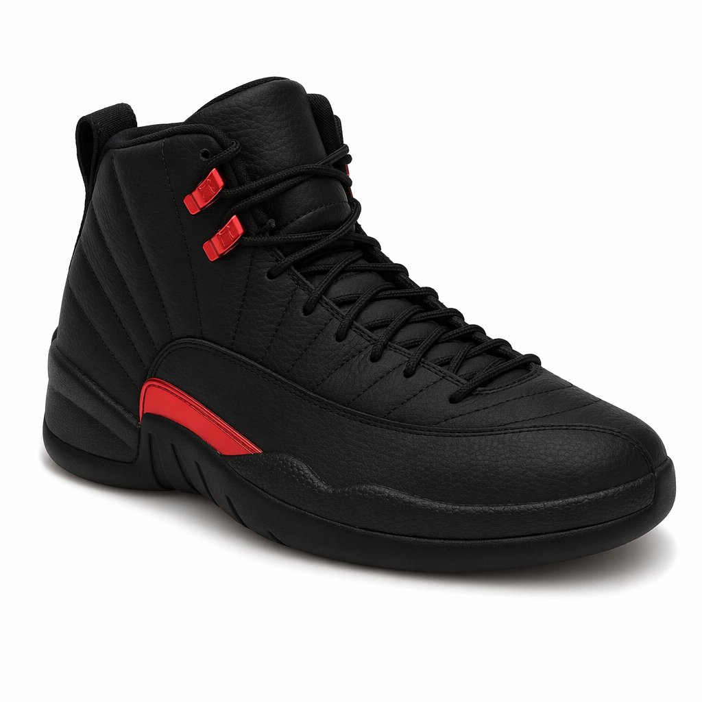 Mid-Top Leather Basketball Sneaker · Black/Red