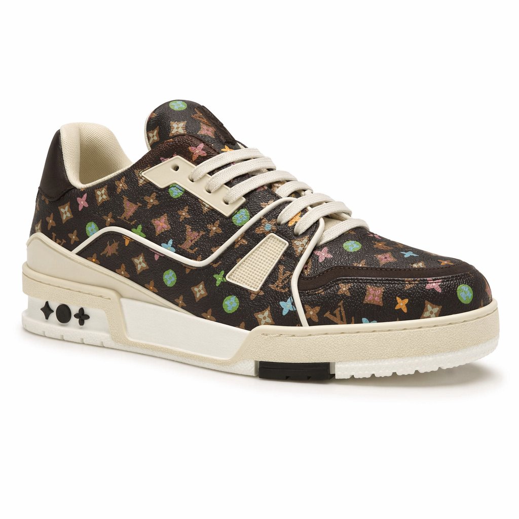 High-Top Chunky Sneaker · Mocha/Multicolor