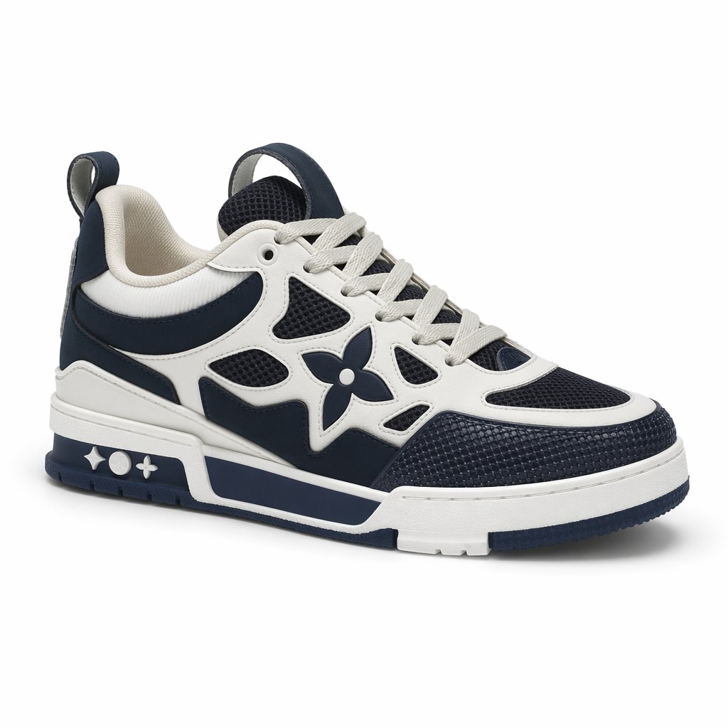Chunky Low-Top Skate Sneaker · Navy/White