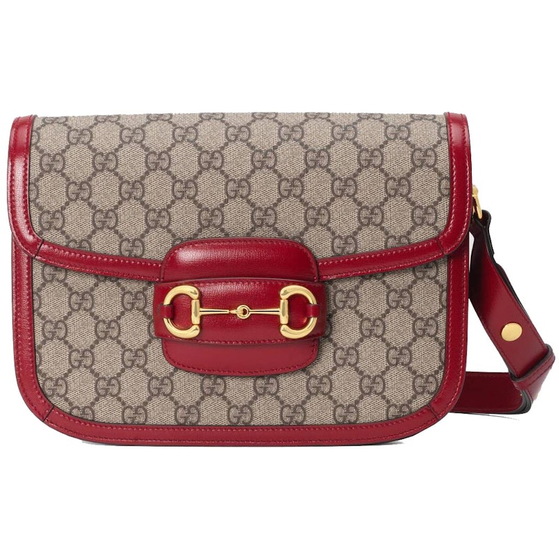 Gucci 1955 Horsebit Shoulder Bag Small Beige/Red