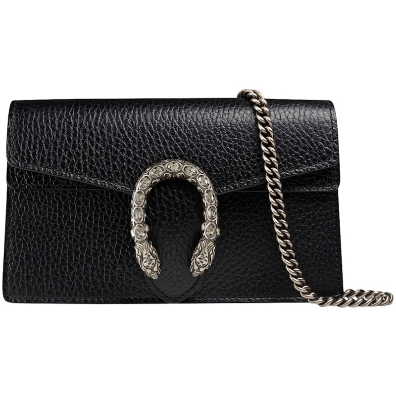 Gucci Dionysus Leather Shoulder Bag Super Mini Black