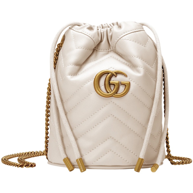 Gucci GG Marmont Bucket Bag Mini Matelasse White