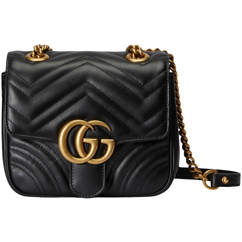 Gucci GG Marmont Mini Shoulder Bag Matelasse Chevron Black