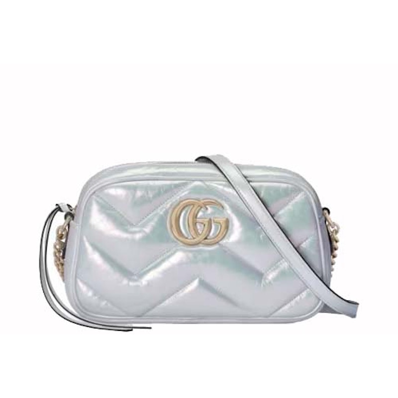 Gucci GG Marmont Small Camera Shoulder Bag Green Iridescent