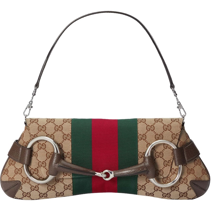 Gucci Horsebit Chain Medium Shoulder Bag Beige/Ebony