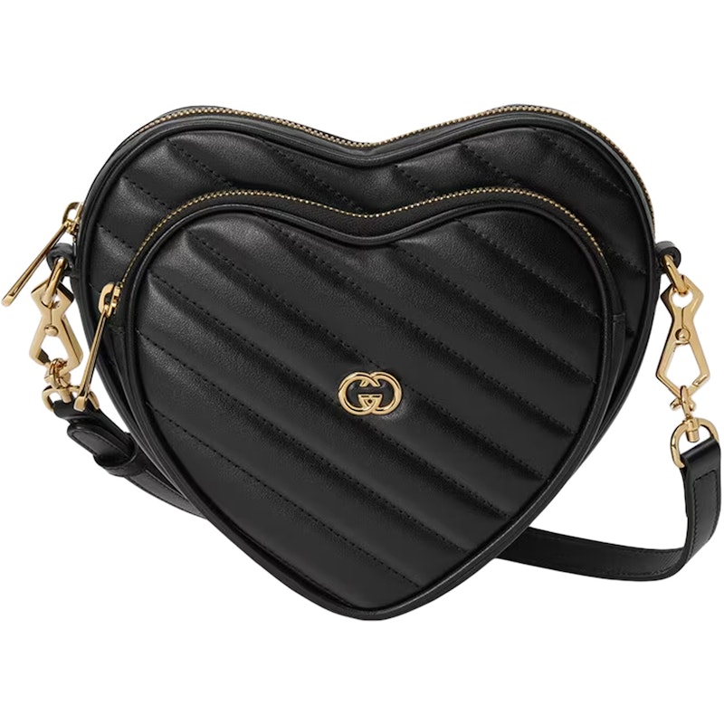 Gucci Interlocking G Mini Heart Shoulder Bag Black