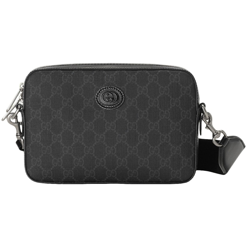 Gucci Interlocking G Shoulder Bag GG Supreme Canvas Black/Grey