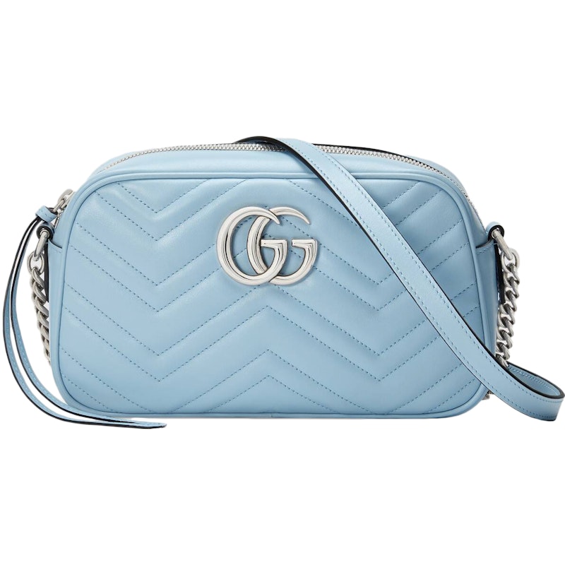 Gucci Marmont Zip Around Shoulder Bag GG Small Pastel Blue