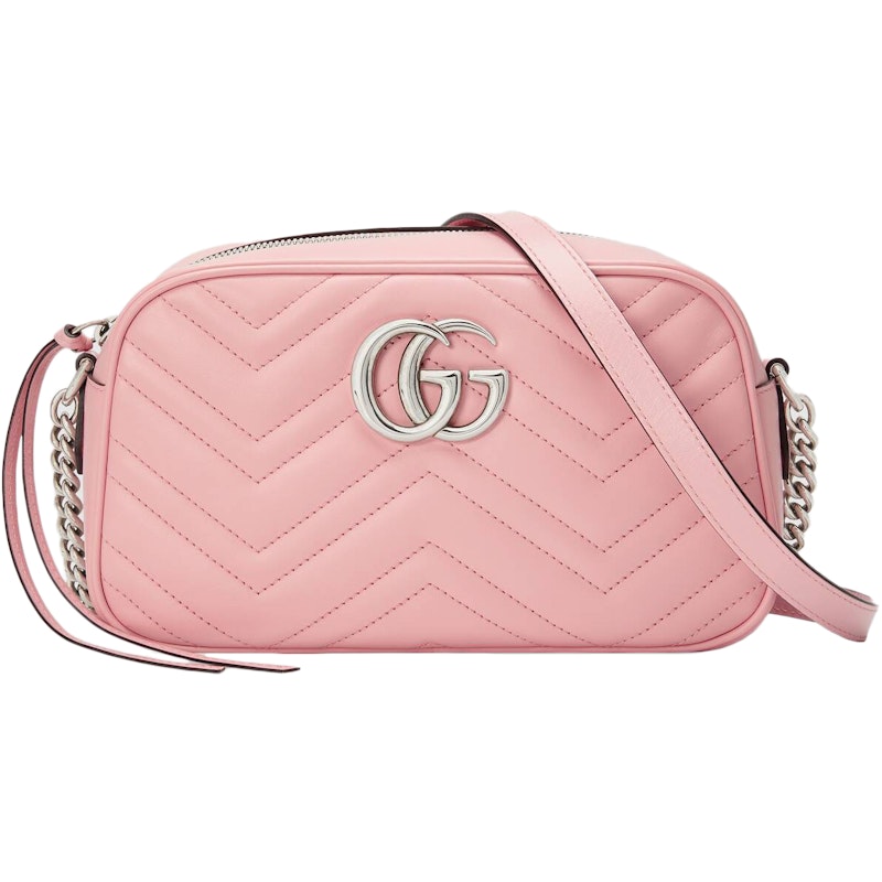 Gucci Marmont Zip Around Shoulder Bag GG Small Pastel Pink