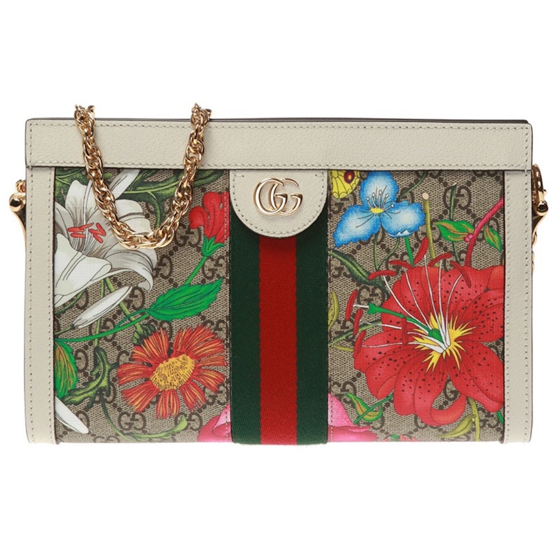 Gucci Ophidia Floral Pattern GG Logo Shoulder Bag Small Multicolor