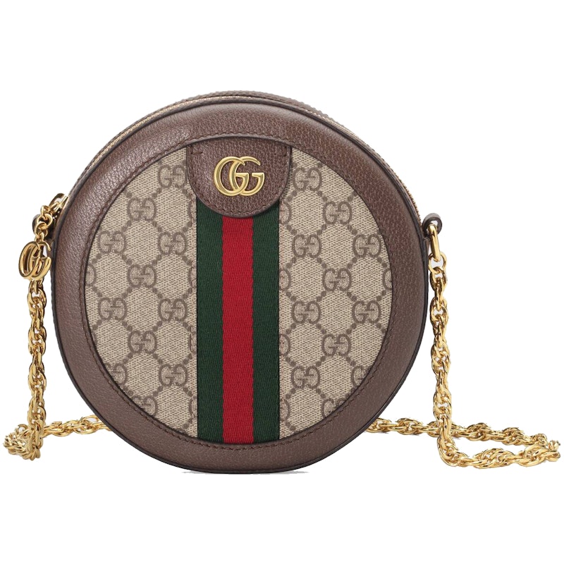 Gucci Ophidia Mini GG Round Shoulder Bag Beige/Ebony